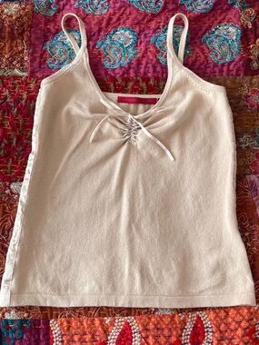 Cotton Cami with Front Tie and Satin Piping